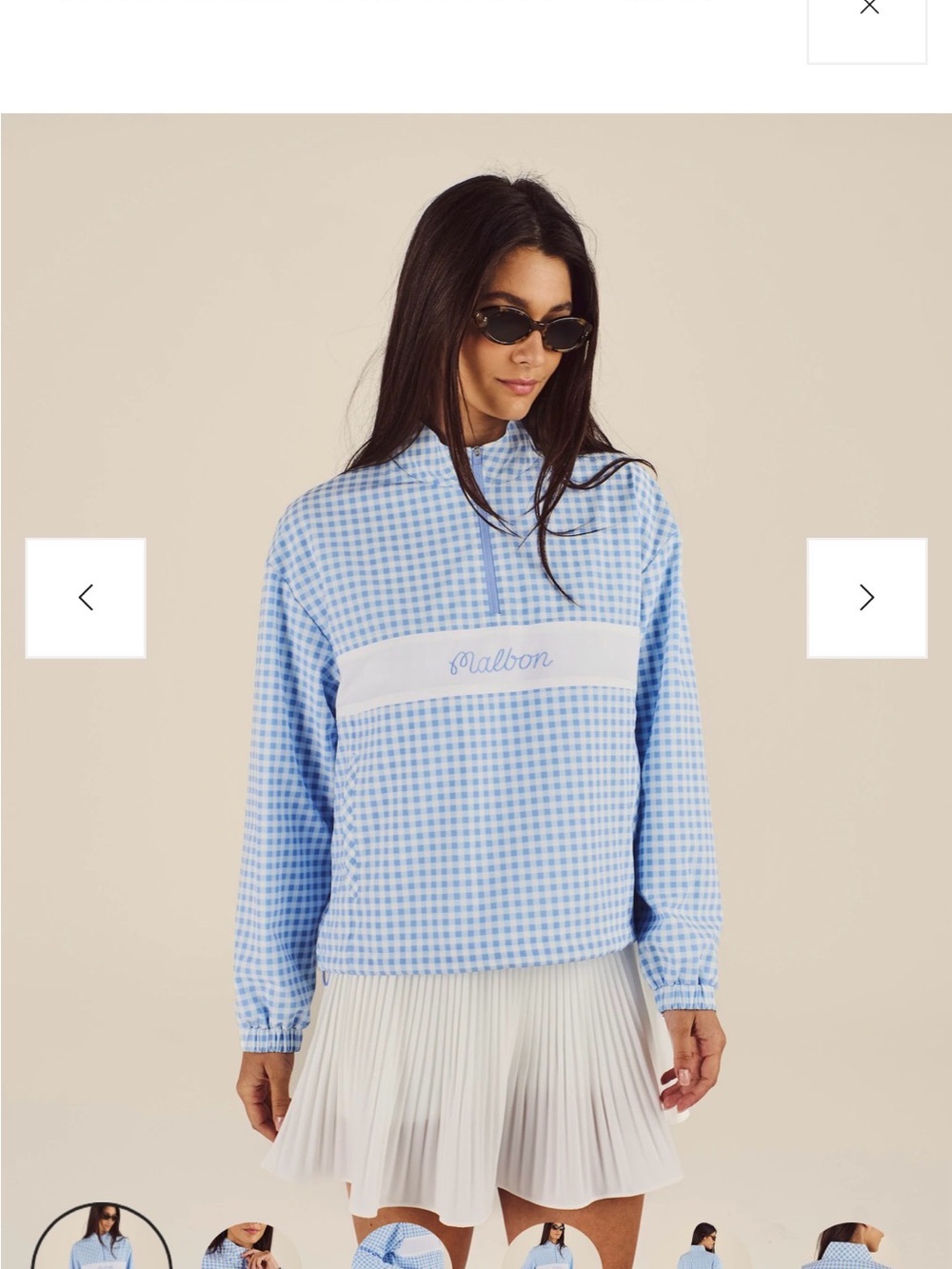 Light Blue Gingham Half-Zip is Golf Windbreaker Jacket